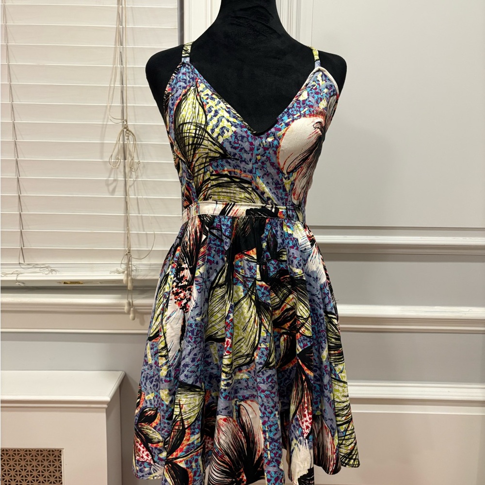 Handmade Floral Print Summer Women's Mini Dress